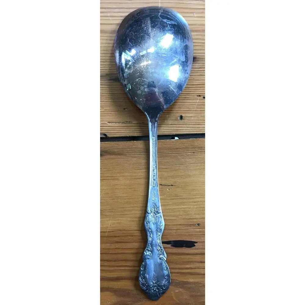 Set Pair Vtg Antique Original Rogers Extra Plate Silverplate Serving Spoon Fork